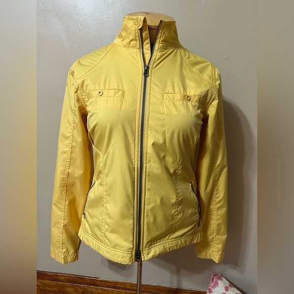 Royal Robbins Windbreaker Jacket Womens Med Yellow Zip Up Lightweight Outdoors - Picture 1 of 11